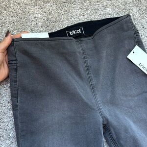 Black Pants Tricot Mid Rise Pull On Ankle Skinny Stretch Jeans Size Medium NWT